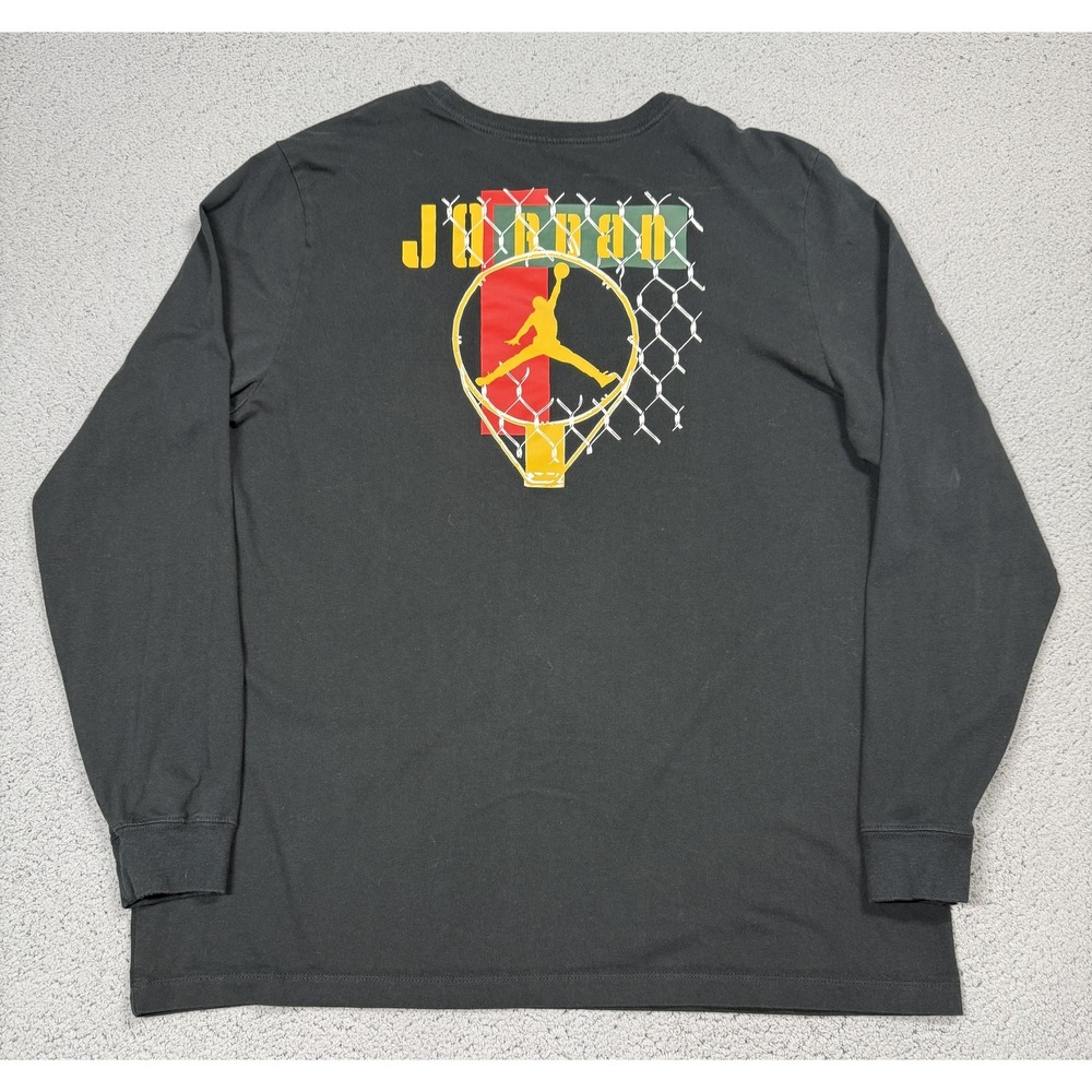 Jordan‎ Shirt Mens 2XL Black Long Sleeve Jumpman Hoop Graphic Tee DV7756-010
